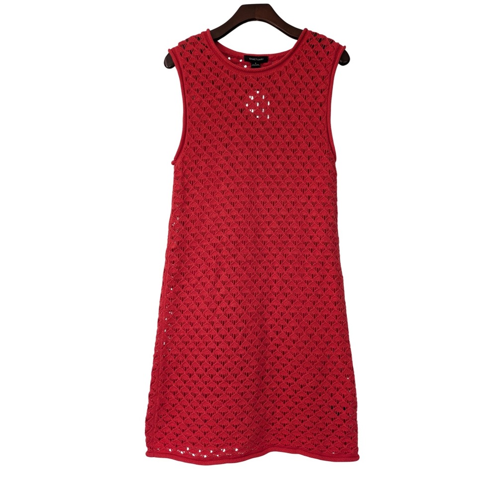 Sanctuary Summer Shell Knit‎ Dress Sleeveless Size Small Bright Red NWT $99